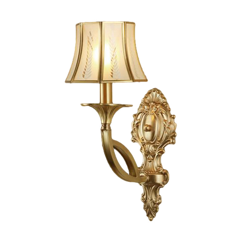 Lampada montata a parete a parete in giù in metallo vintage 1/2 head Sconce Light con tonalità di vetro opaco stampato