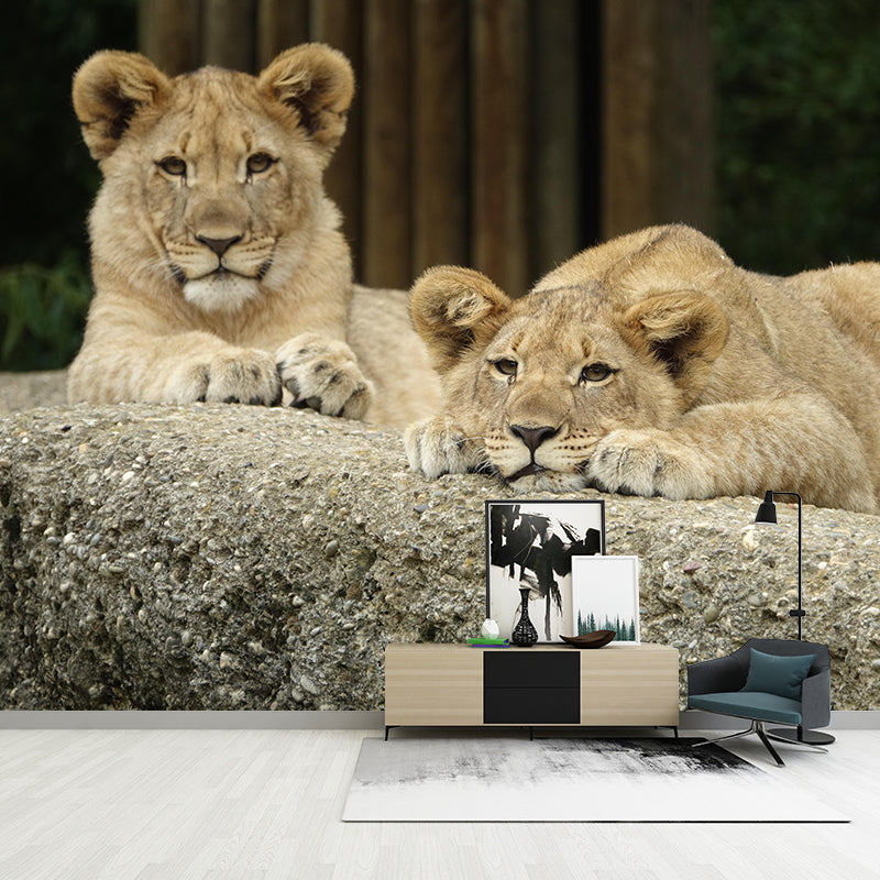 Modern Style Little Lion Mural Wall Decor Mildew Resistant Living Room Wall Mural Wall Art