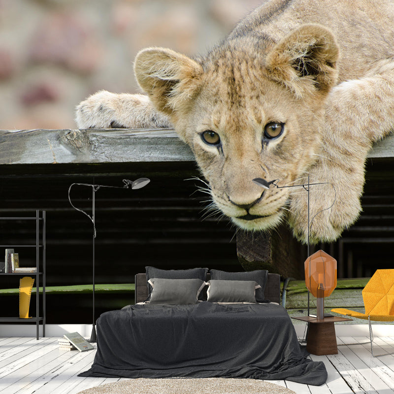 Modern Style Little Lion Mural Wall Decor Mildew Resistant Living Room Wall Mural Wall Art