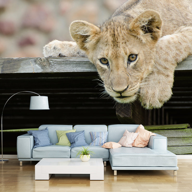 Modern Style Little Lion Mural Wall Decor Mildew Resistant Living Room Wall Mural Wall Art