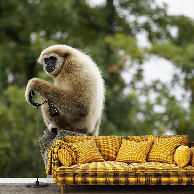 Modern Style Gibbon Mural Wall Decor Mildew Resistant Living Room Wall Mural Wall Art