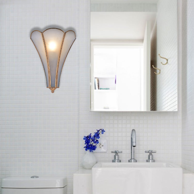 Lámpara de montaje de pared de vidrio de pétalo Classic 1 Bulb Gold Finish Lighting Lights