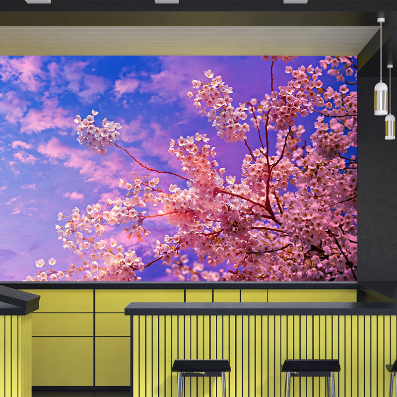 Cherry Blooming Wall Mural Photography Horizontal Modern Living Room Wall Covering