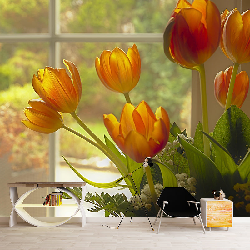 Zachte kleurentulpprint muurschildering hedendaagse fotografie kunst aan de muur voor huisdecoratie