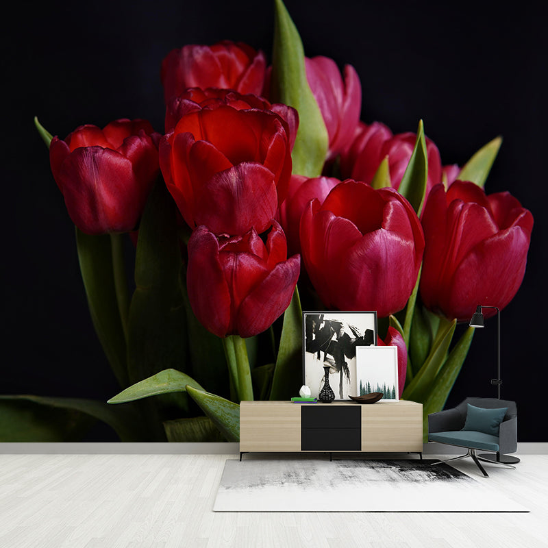 Zachte kleurentulpprint muurschildering hedendaagse fotografie kunst aan de muur voor huisdecoratie