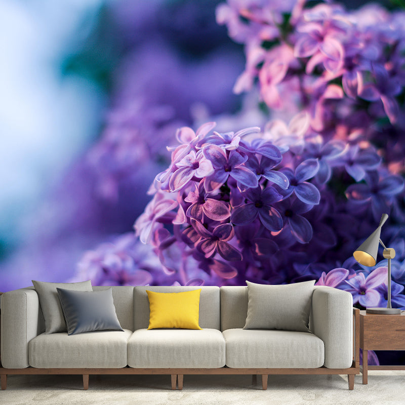Contemporary Purple Lilac Wall Mural Moisture Decorative Eco-friendly for Home Decor