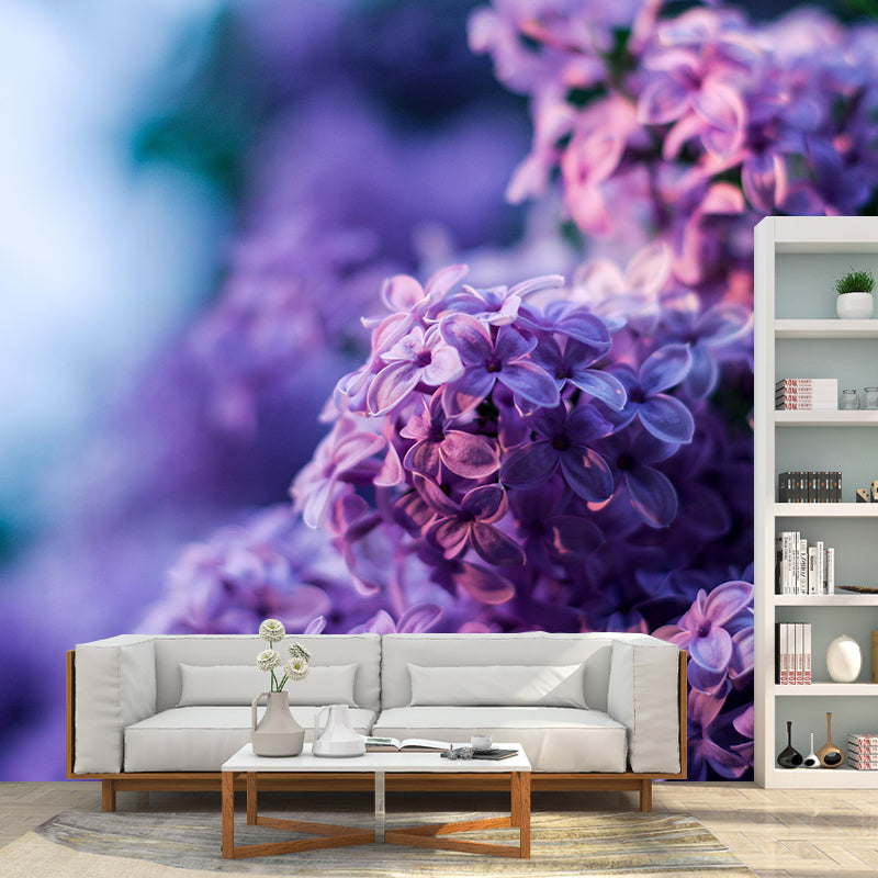 Contemporary Purple Lilac Wall Mural Moisture Decorative Eco-friendly for Home Decor