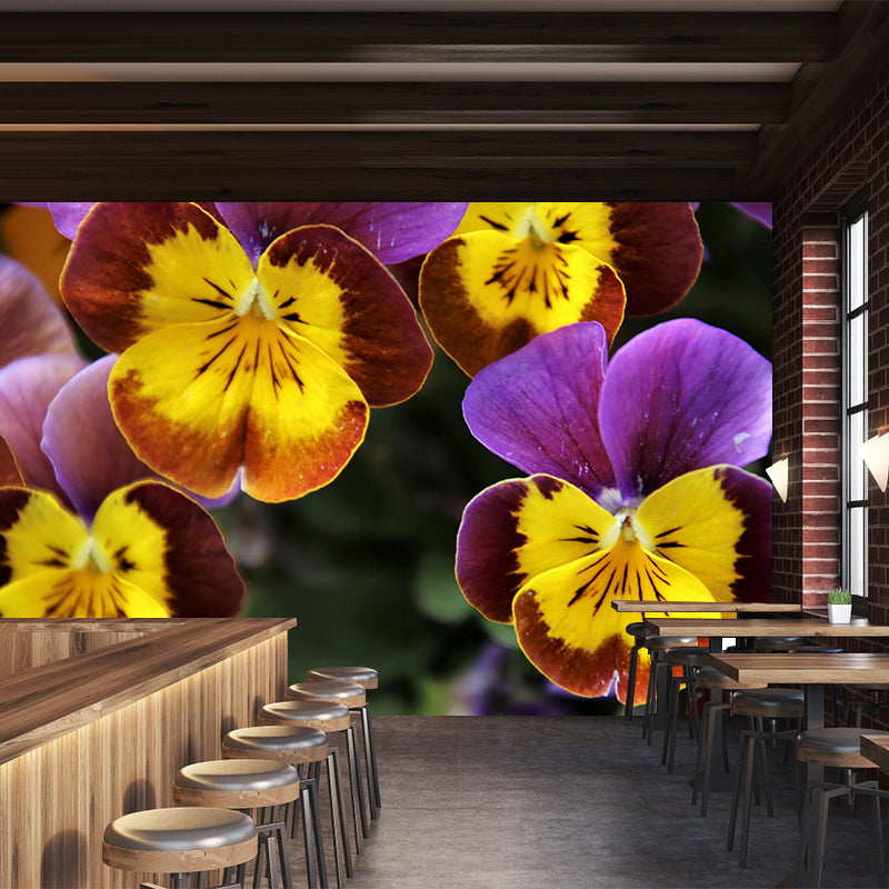 Violet Flower Wall Mural Moisture Protection Modern Living Room Wall Covering