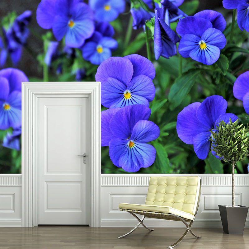 Violet Flower Wall Mural Moisture Protection Modern Living Room Wall Covering
