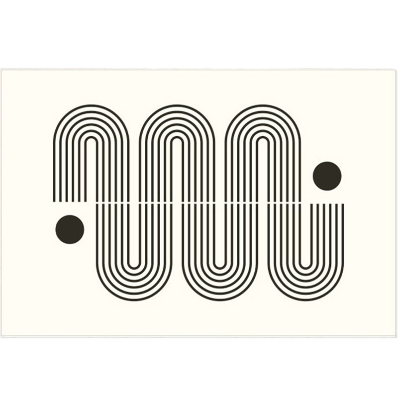 White Tone Simple Area Rug Polyester Abstract Lines Rug Non-Slip Backing Indoor Rug for Living Room