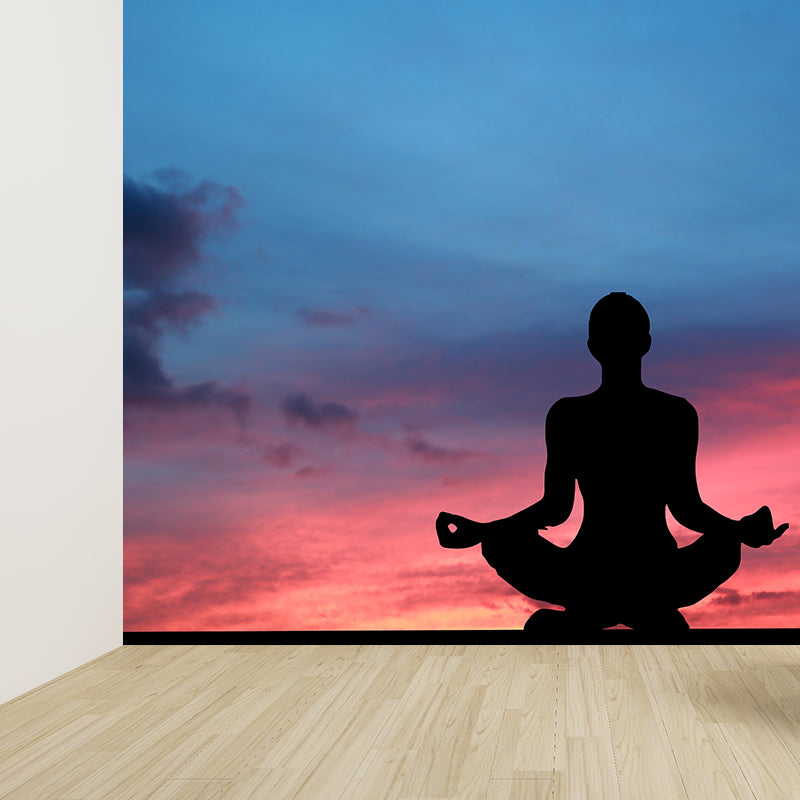 Contemporary Yoga Hobby Mural Mildew Resistant Covering for Accent Wall Fire Mural