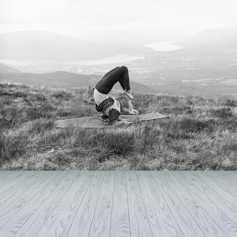 Contemporary Yoga Hobby Mural Mildew Resistant Covering for Accent Wall Fire Mural