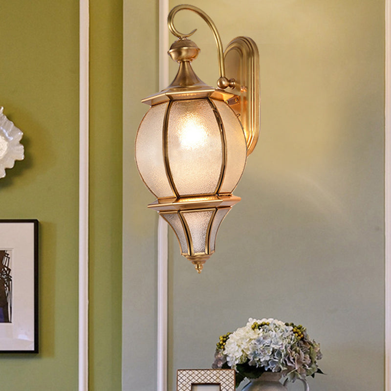 Gold Teardrop Sconce Light Retro Style Beveled Metallic and Water Glass 1 Bulb Wall Lamp