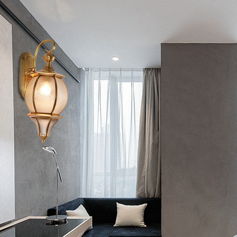 Gold Teardrop Sconce Light Retro Style Beveled Metallic and Water Glass 1 Bulb Wall Lamp