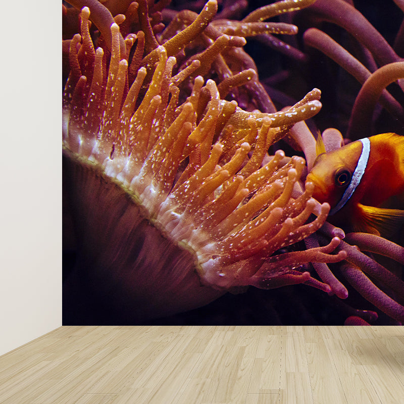 Tropical Seabed Mural Full Size Clownfish Pattern Wall Decoration for Living Room