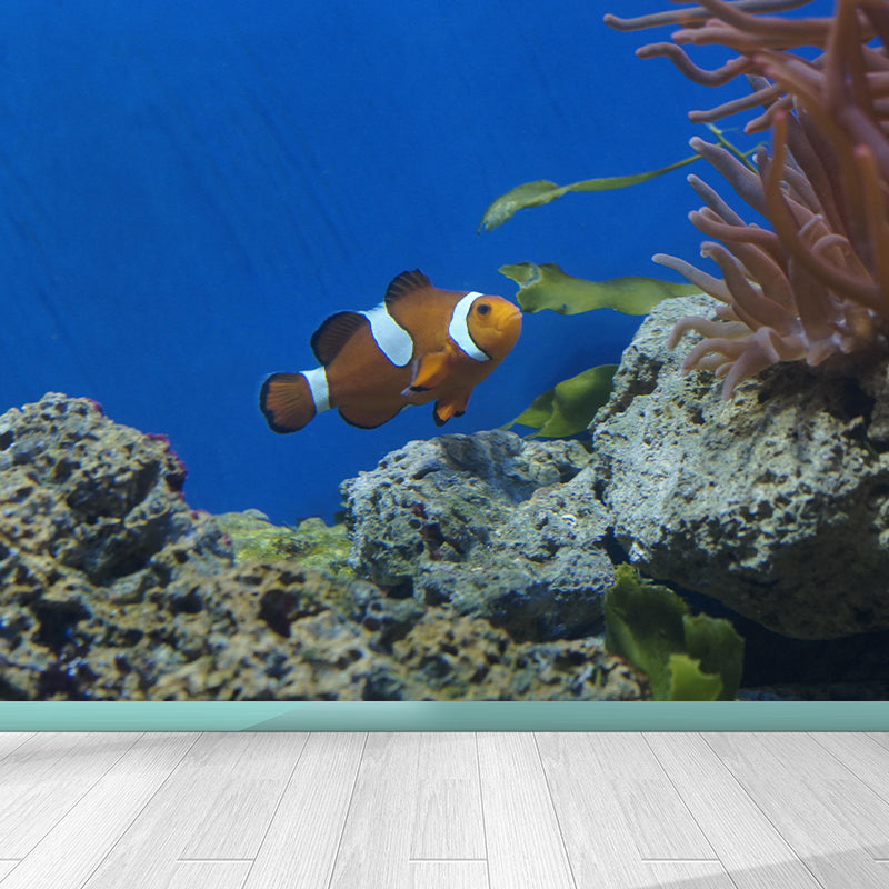 Tropical Seabed Mural Full Size Clownfish Pattern Wall Decoration for Living Room