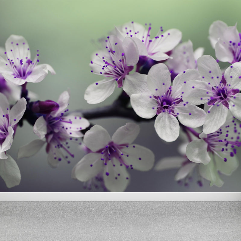 Contemporary Flower Blooming Wall Mural Moisture Decorative Eco-friendly for Home Decor