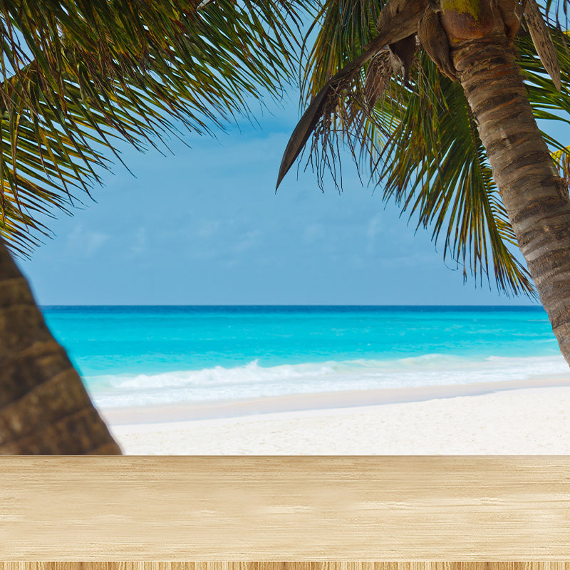 Large Tropical Scenery with Palm Trees Contemporary Style Decorating Wall Art