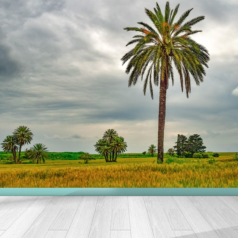 Large Tropical Scenery with Palm Trees Contemporary Style Decorating Wall Art