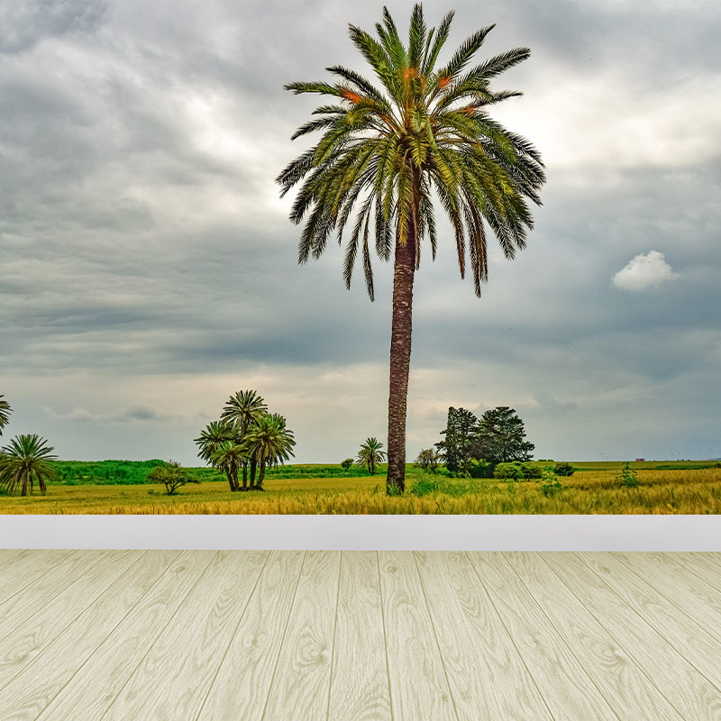 Large Tropical Scenery with Palm Trees Contemporary Style Decorating Wall Art