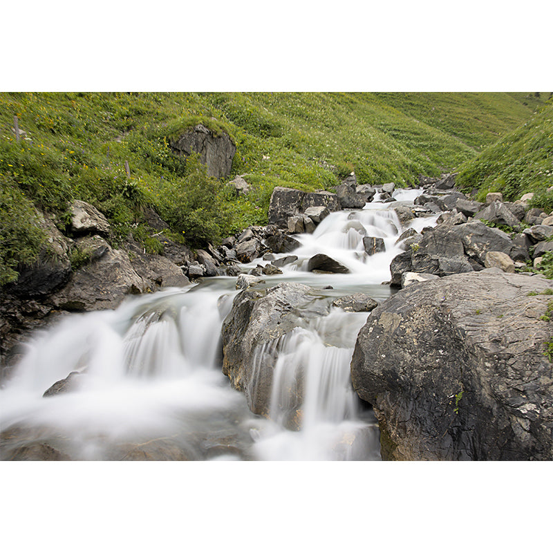 Photography Style Mural with Mountain and Waterfall Landscapes Wall Art for Living Room Decor