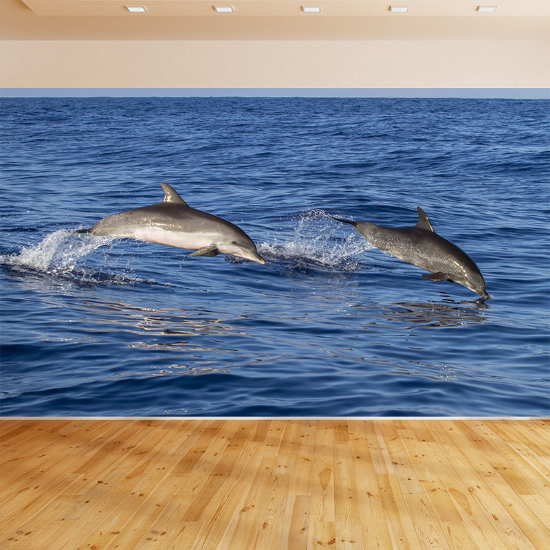 Photography Lovely Dolphins Mural Wallpaper Contemporary Wall Covering for Home Decoration