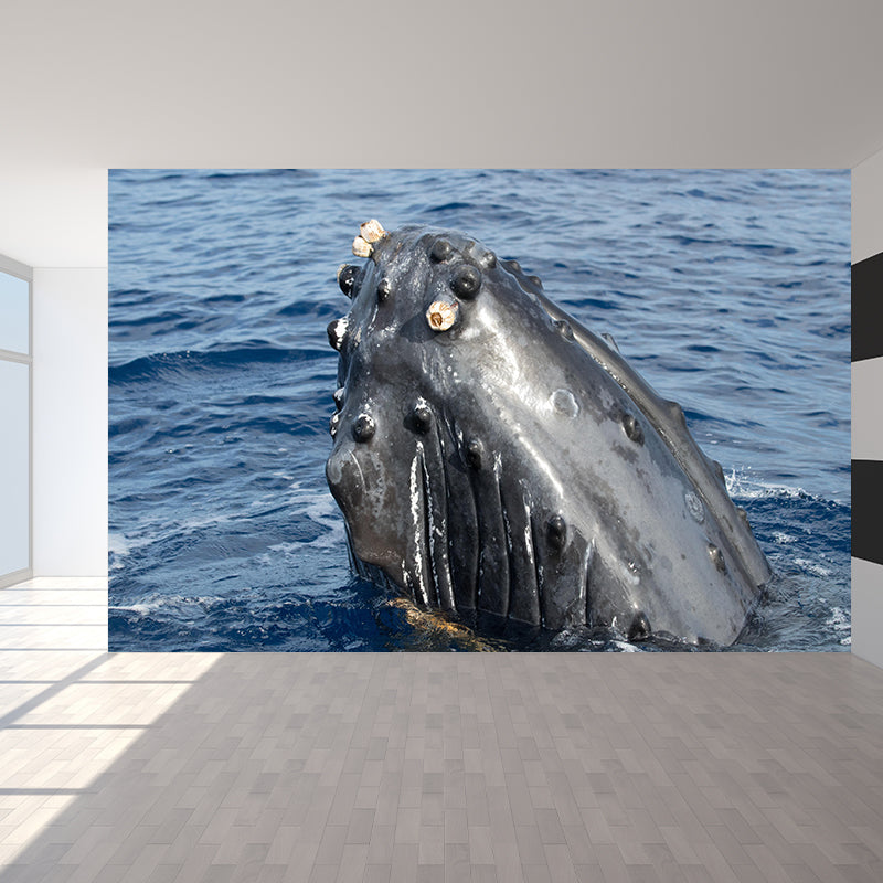 Papier peint Mural baleines à bosse écologique, décoration murale de couleur douce pour salon