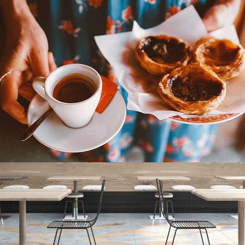 Modern Business Dessert Shop Murals Decor Egg-Tart Dessert Mural Wallpaper