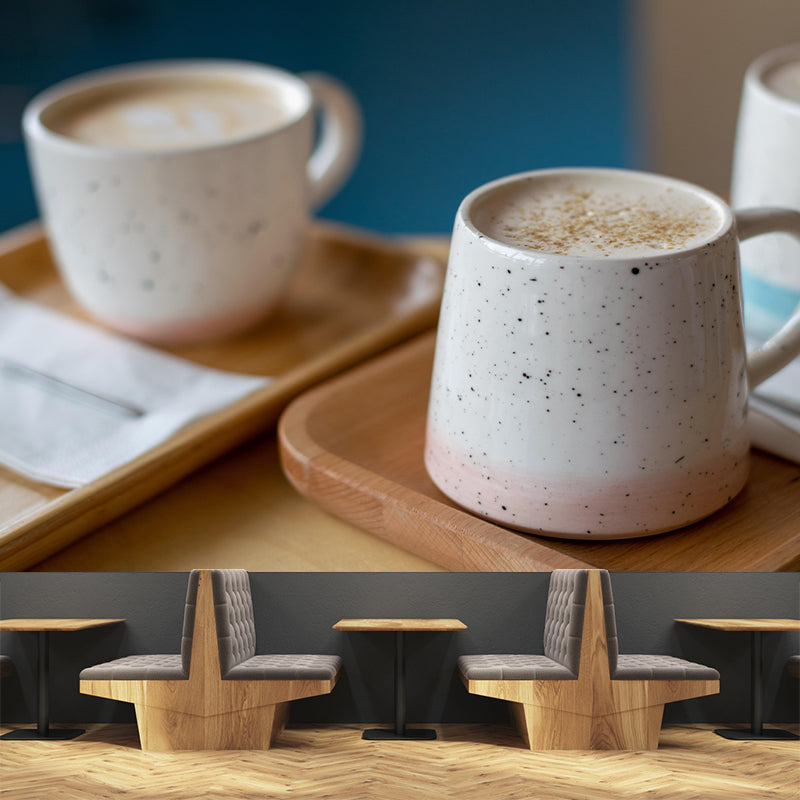 Customized Cappuccino Coffee Mural Wallpaper Stain Resistant Wall Covering for Coffee Shop