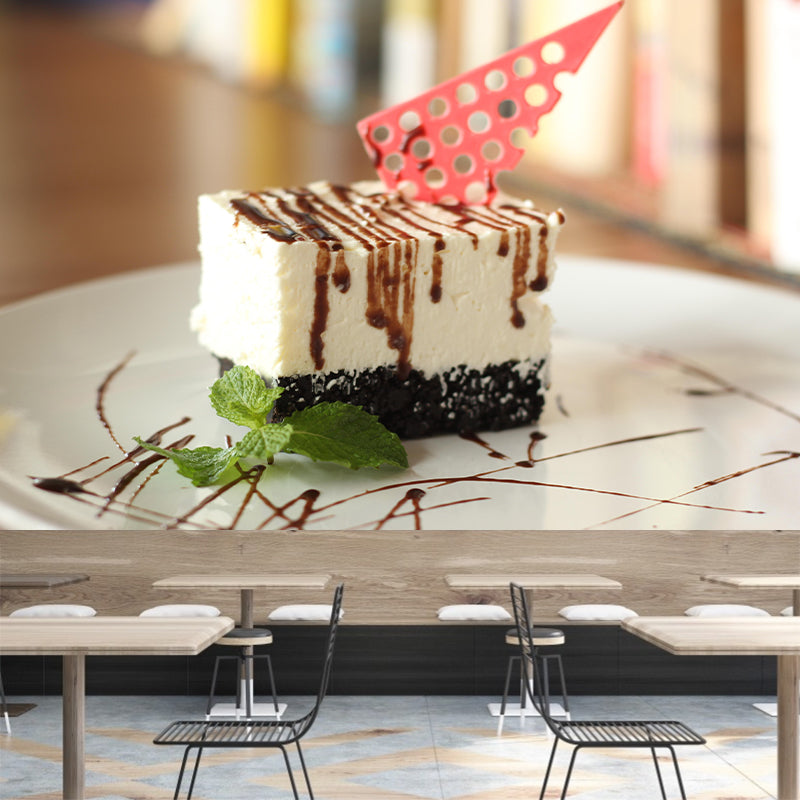 Cheesecake Dessert Mural Wallpaper Modern Commerce Shop Decoration Wall Decal