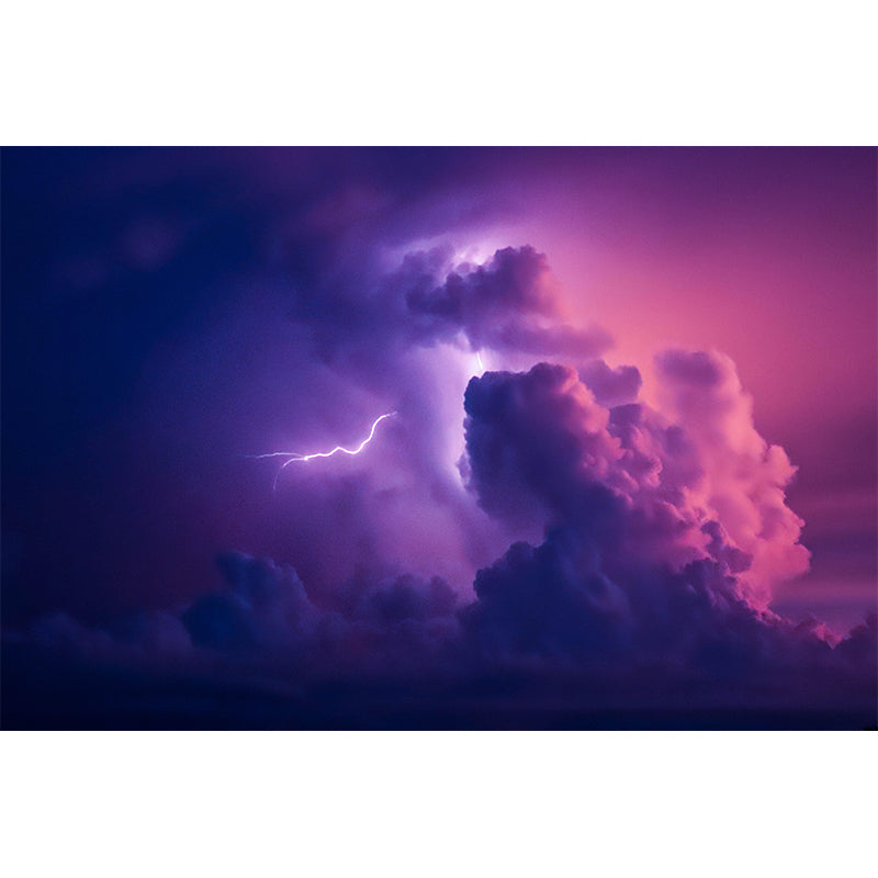 Contemporary Mural with Lightning Pattern Moisture Resistant Wall Covering for Wall Decor