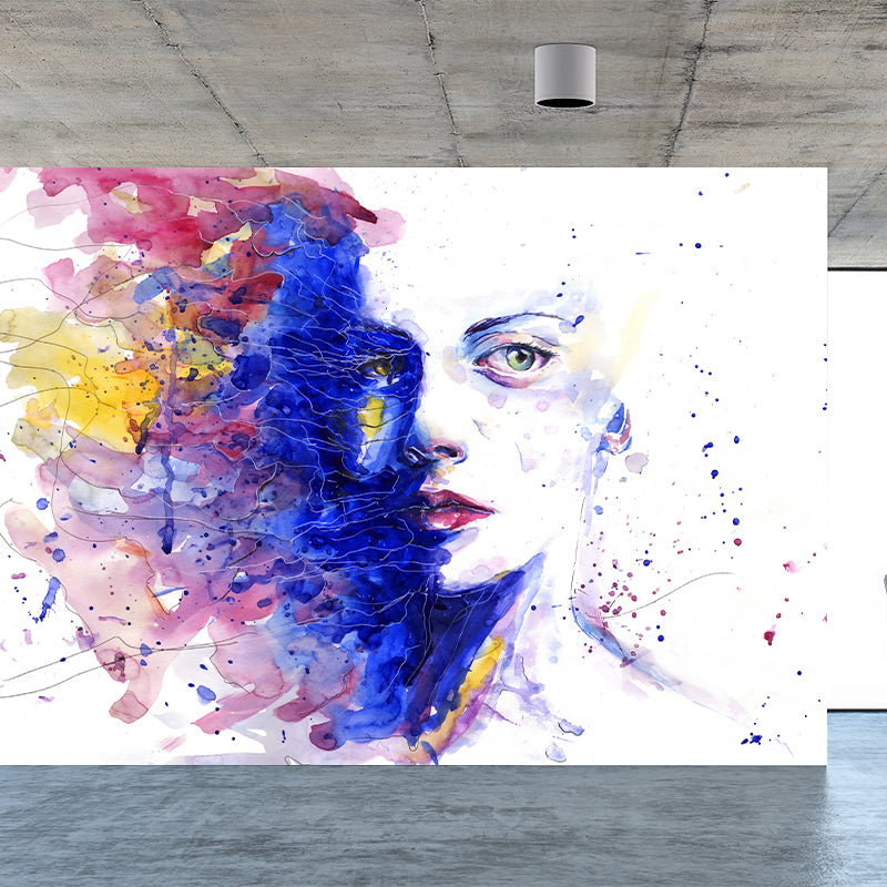 Fashion Girl Portrait Papier peint mural Décoration murale contemporaine en couleur pastel