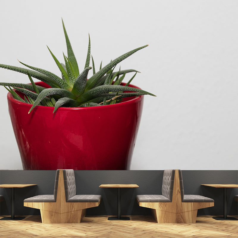 Green Plants Water-Resistant Wall Mural Personalized Size Simple Decoration for Office