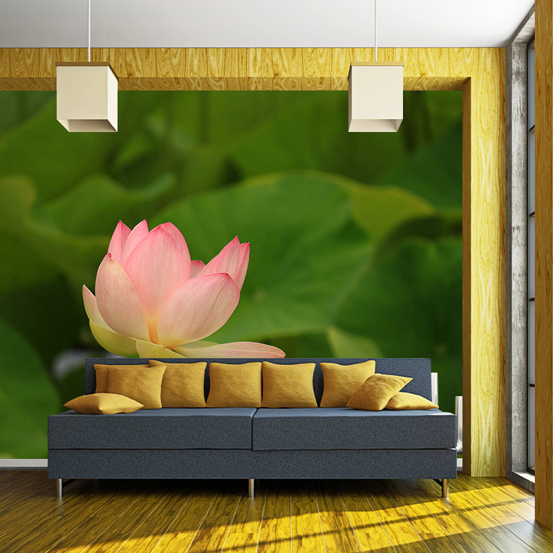 Blooming Lotus Flower Murals Wallpaper Modern Stain Resistant Wall Decor for Bedroom