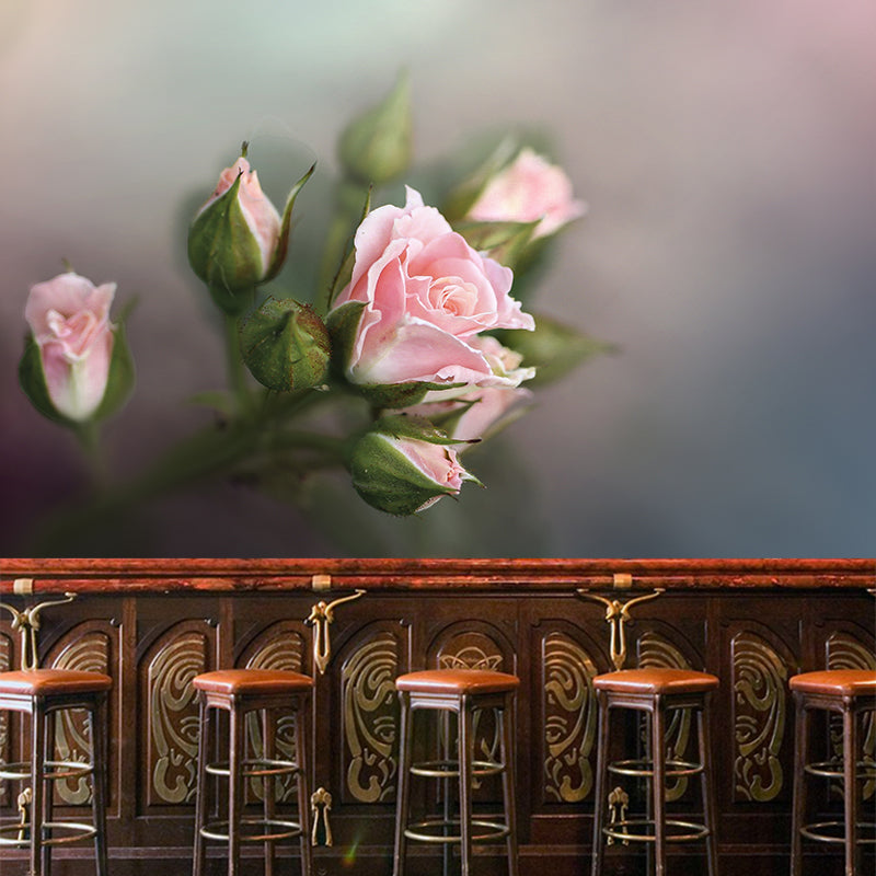 Minimalist Rose Flower Removable Mural Wallpaper Stain Resistant Decor for Bedroom