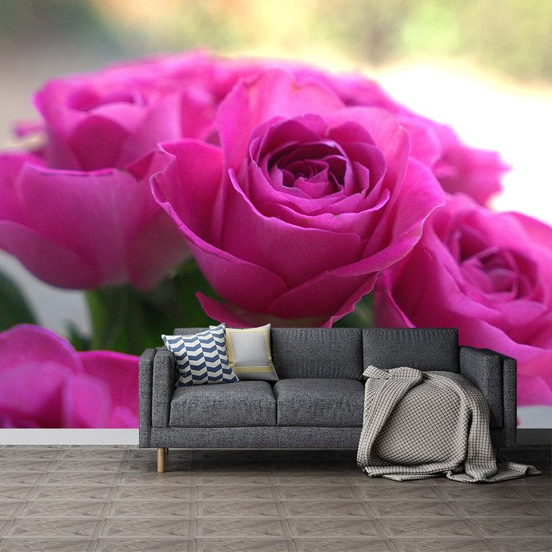 Minimalist Rose Flower Removable Mural Wallpaper Stain Resistant Decor for Bedroom