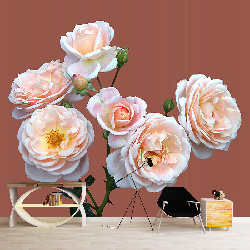 Elegant Rose Flower Photo Mural Wallpaper for Girl's Bedroom, Personalized Size