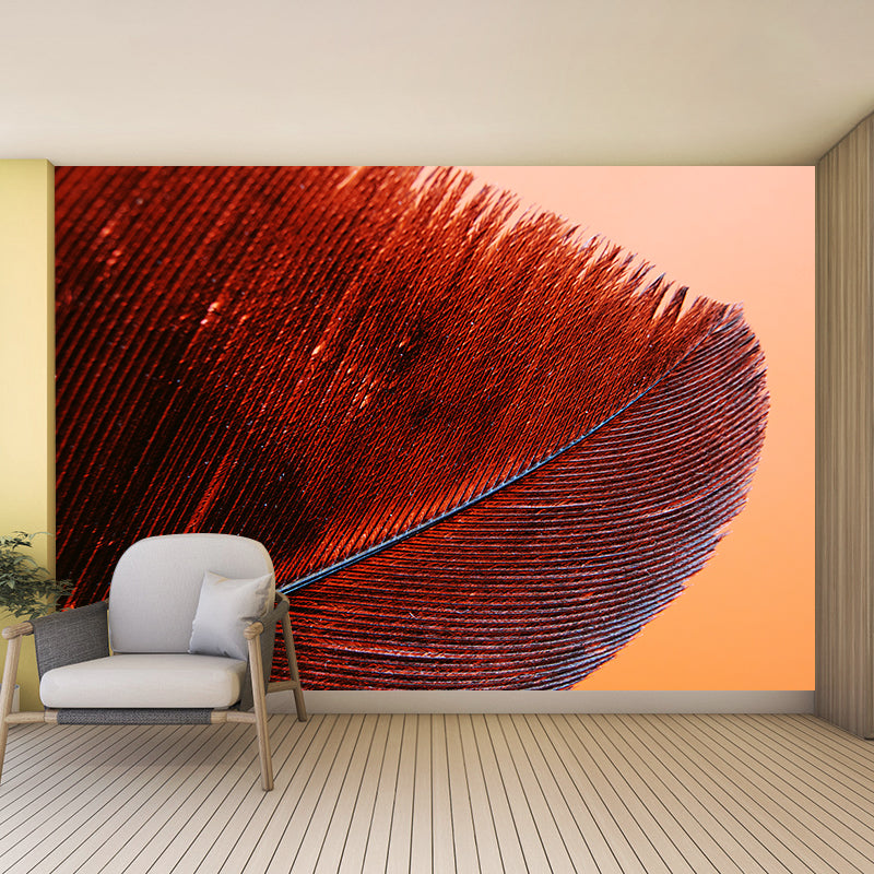 Feather Wall Mural Personalized Contemporary Wall Art for Accent Wall, Stain-Resistant
