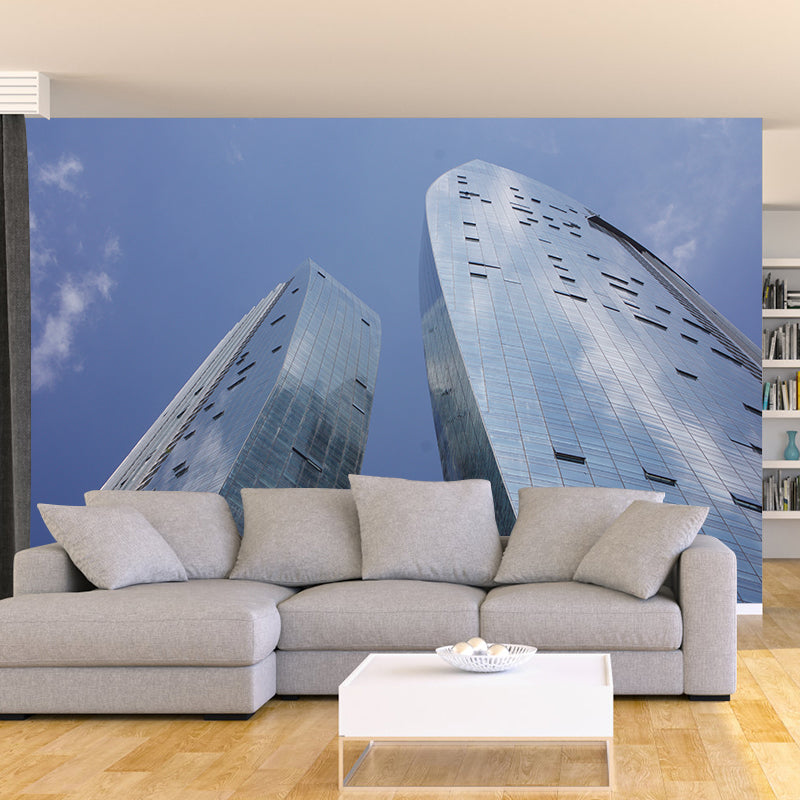 Urban Building Mural Wallpaper Water Resistant Wall Covering for Meeting Room