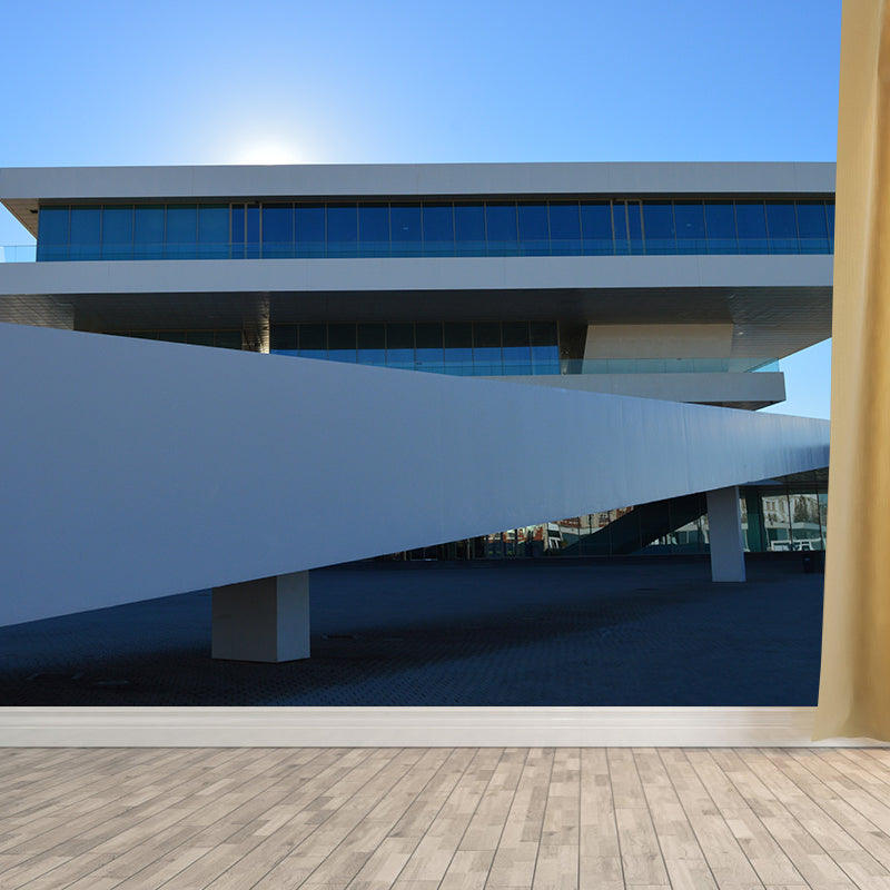 Urban Building Mural Wallpaper Water Resistant Wall Covering for Meeting Room