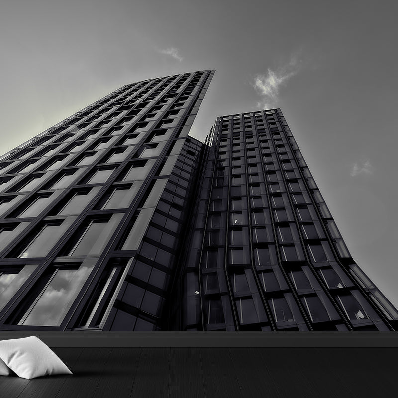 Urban Building Mural Wallpaper Water Resistant Wall Covering for Meeting Room