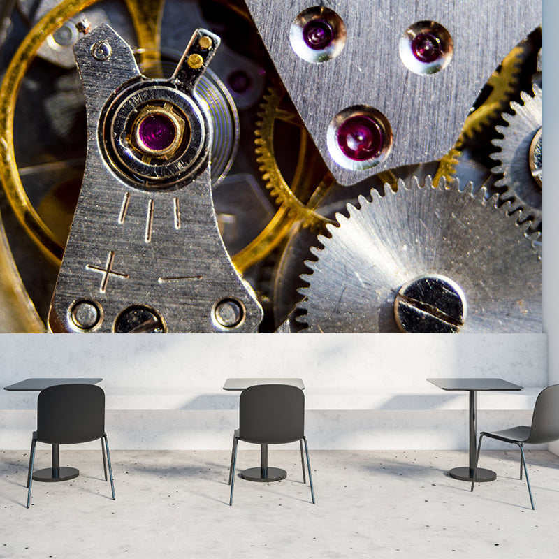 Retro Industrial Style Metal Gear Mural Wallpaper Waterproofing, Wall Covering for Bedroom