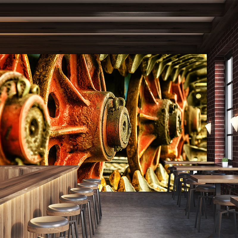 Retro Industrial Style Metal Gear Mural Wallpaper Waterproofing, Wall Covering for Bedroom