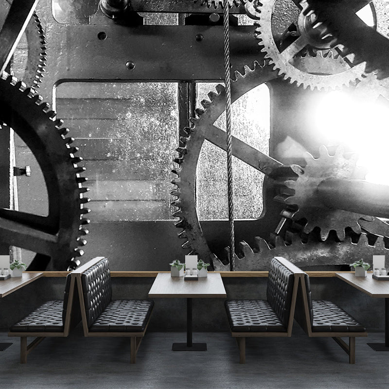 Retro Industrial Style Metal Gear Mural Wallpaper Waterproofing, Wall Covering for Bedroom