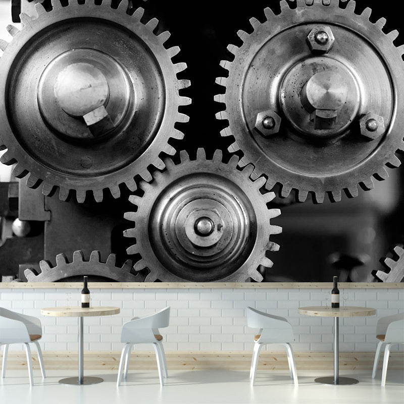 Industrial Style Gear Mural Wallpaper Water Resistant Wall Decoration for Sitting Room