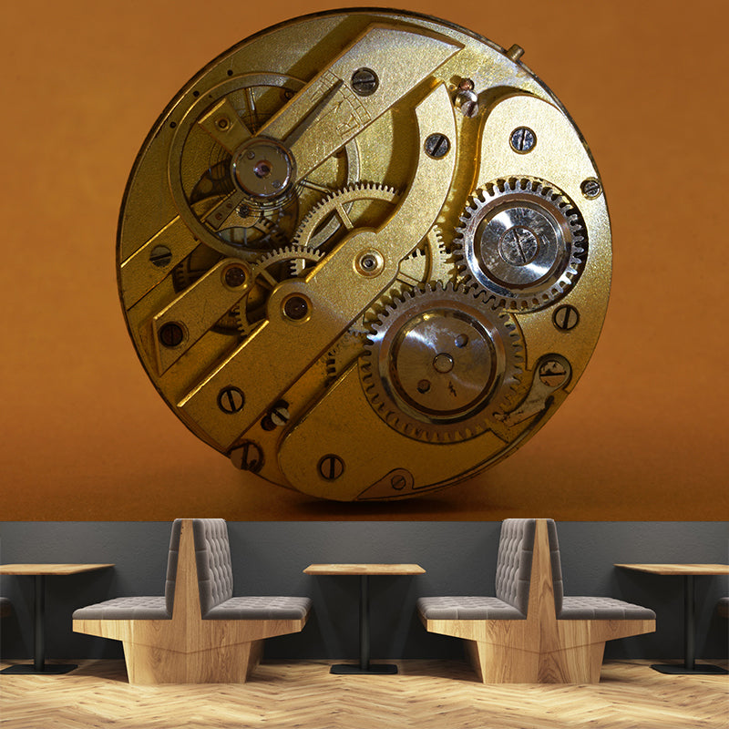 Industrial Style Gear Mural Wallpaper Water Resistant Wall Decoration for Sitting Room