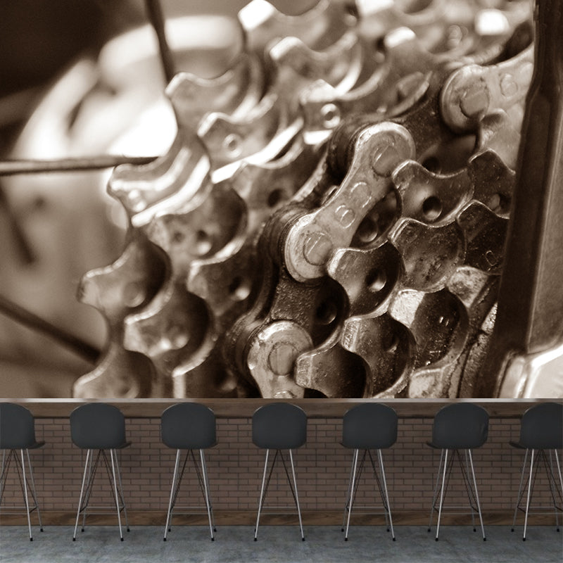 Industrial Style Gear Mural Wallpaper Water Resistant Wall Decoration for Sitting Room