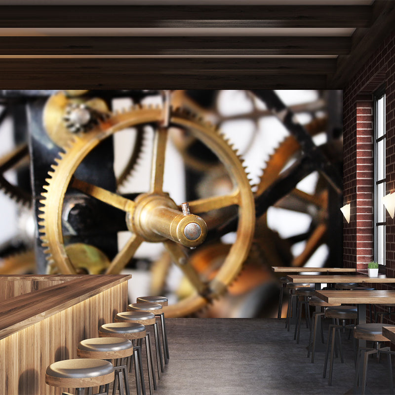 Industrial Style Gear Mural Wallpaper Water Resistant Wall Decoration for Sitting Room