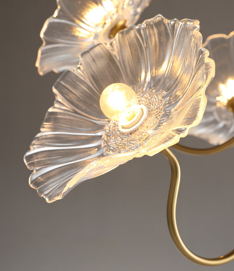 Modern Style Flower Shaped Glass Lamps Flush Mount Light Fixtures for Restaurant Living Room