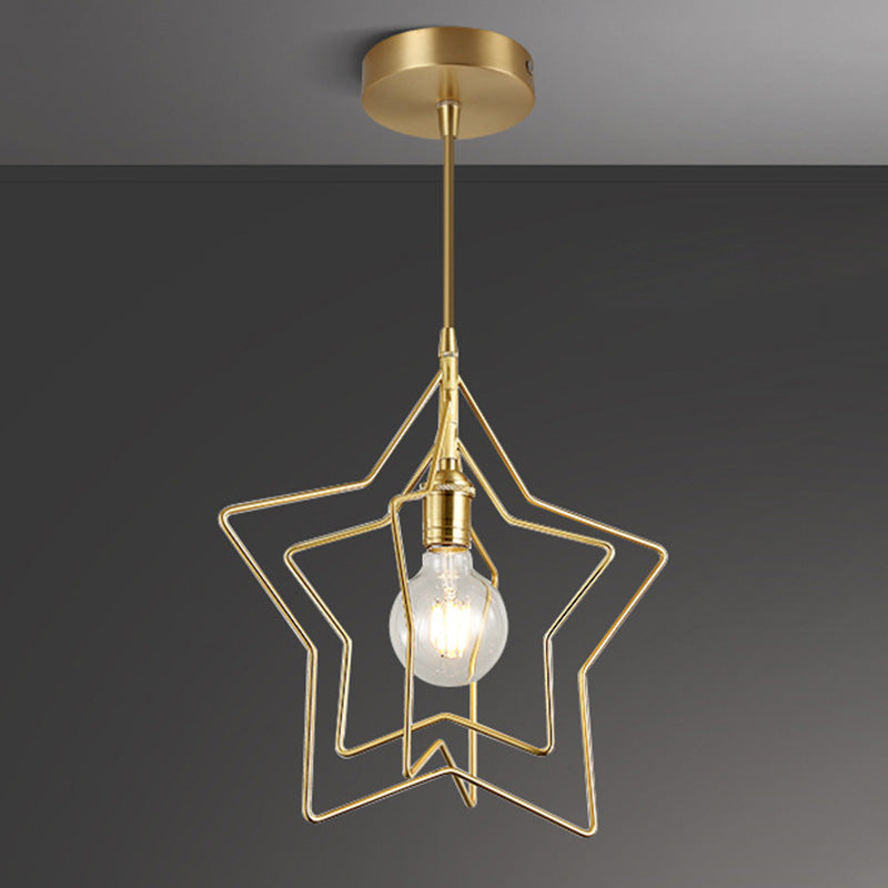 Lumière suspendue cylindrique postmoderne 1 Bulbes Pendant en métal en or pour le restaurant